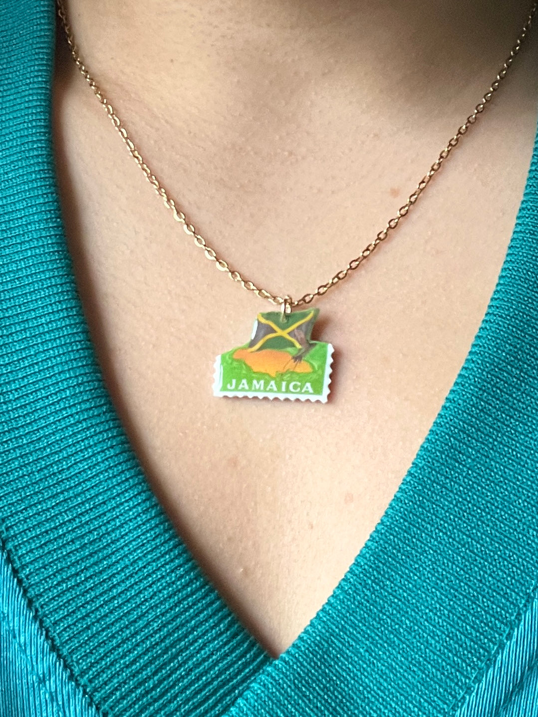 Jamaica Flag Stamp Necklace